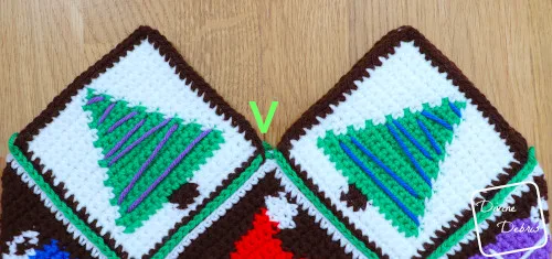 [Image description] Patchwork Christmas Bag Straps photo 2 - close up on where to to start the straps