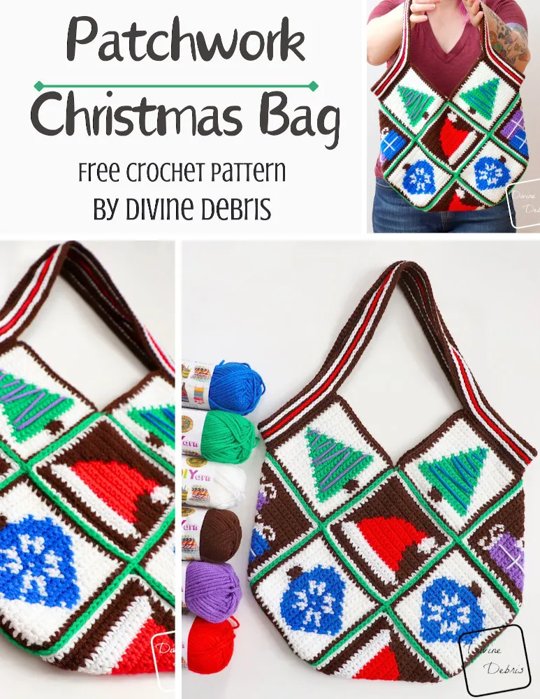 Learn to make this fun and winter holiday inspired design, the Patchwork Christmas Bag, from free crochet graphs and assembly instructions by Divine Debris.