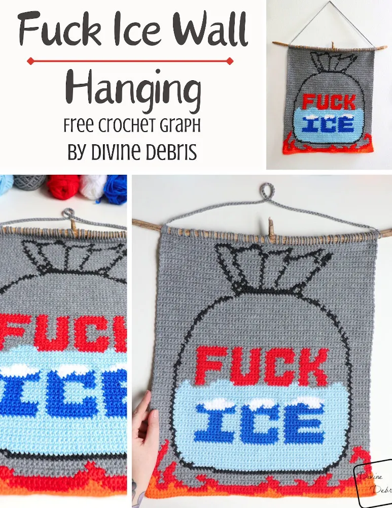 Learn to make the Fuck Ice Wall Hanging pattern from a free crochet graph by Divine Debris. Great for all types of fiber arts. 