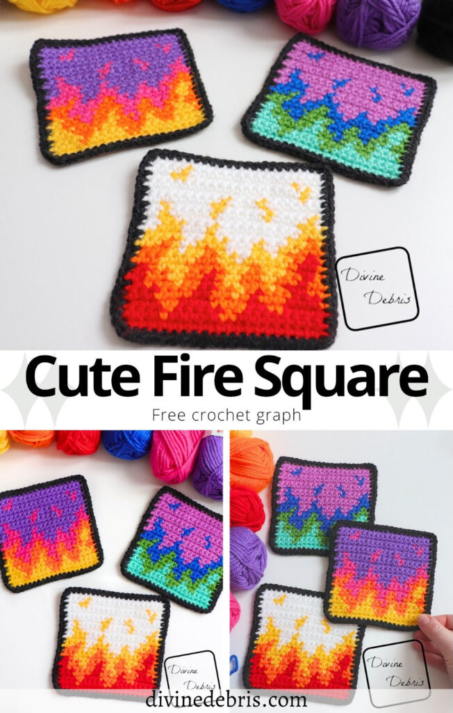 Learn to make the fun, colorful, and perfect for any time of year Cute Fire Square crochet graph pattern. Great for home use or as a part of other designs, like scarves, bags, and blankets. The graph can be used for crochet, knitting, Tunisian crochet, and any other fiber art.