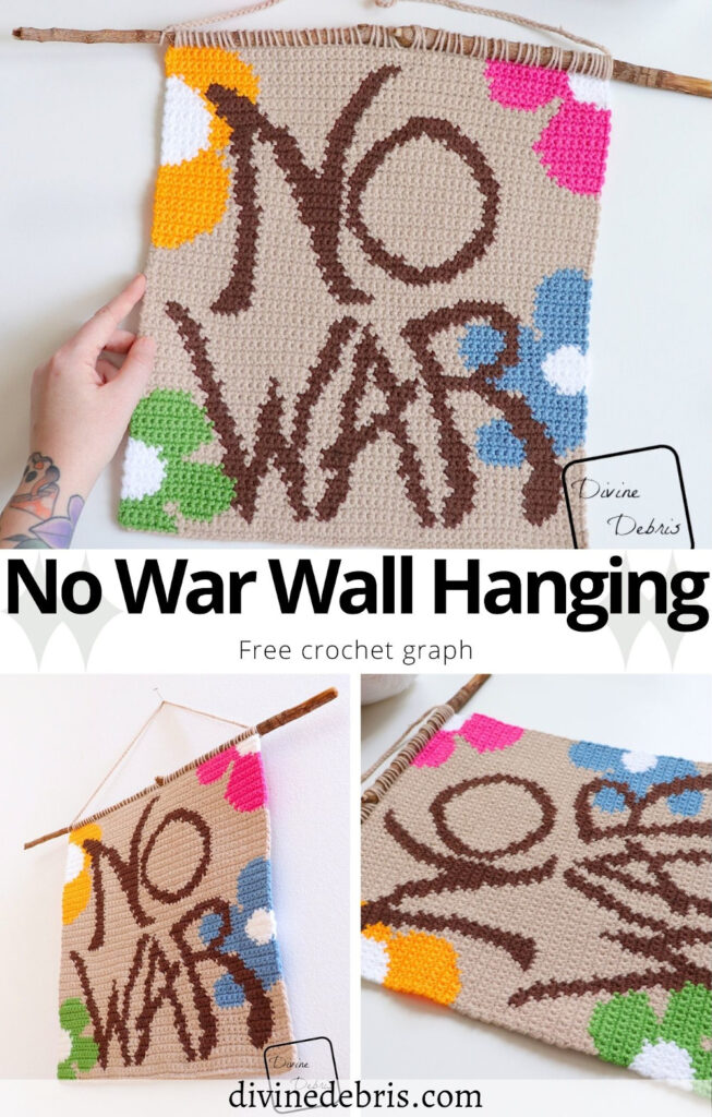 Invoke the flower power of the 1960's anti war movement and learn to make the bright and colorful No War Wall Hanging from a free and customizable graph on DivineDebris.com 