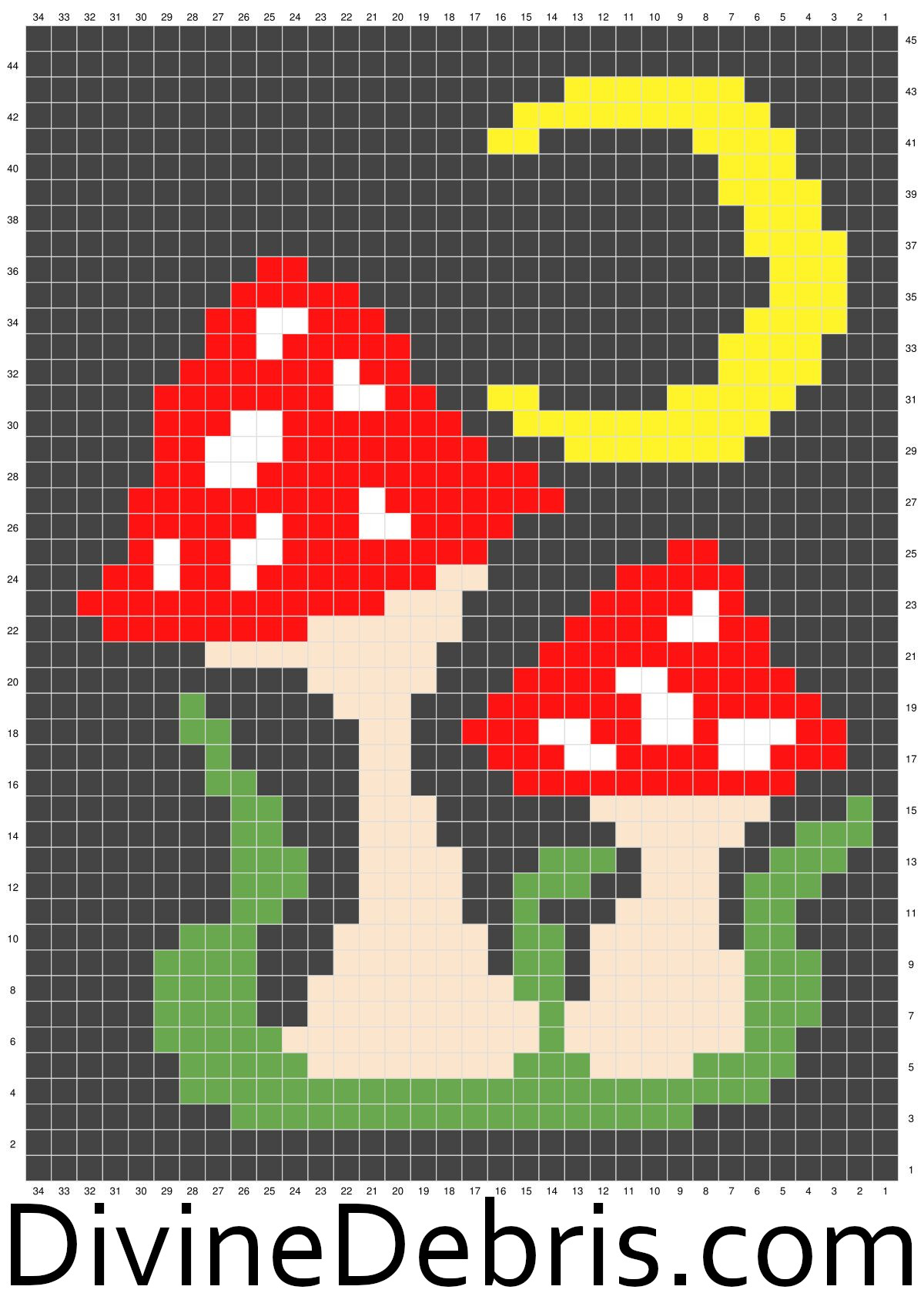Graph for the Mystical Mushrooms Wall Hanging crochet pattern by Divine Debris