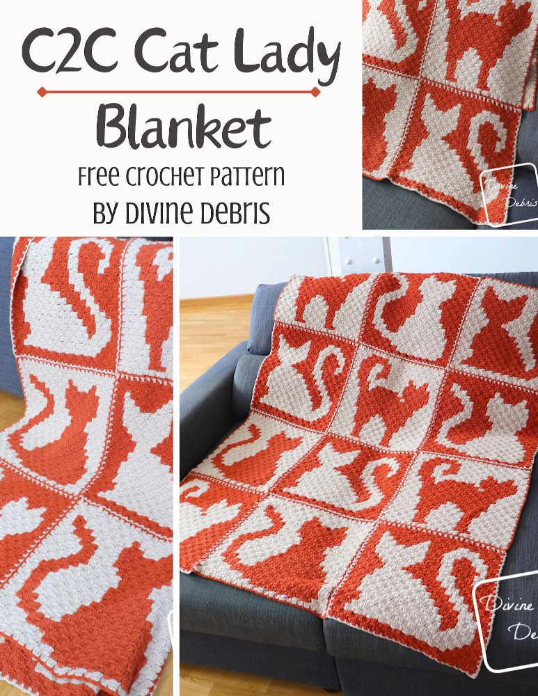 Learn to make the C2C Cat Lady Blanket from 6 different free graphs and seaming instruction by Divine Debris.