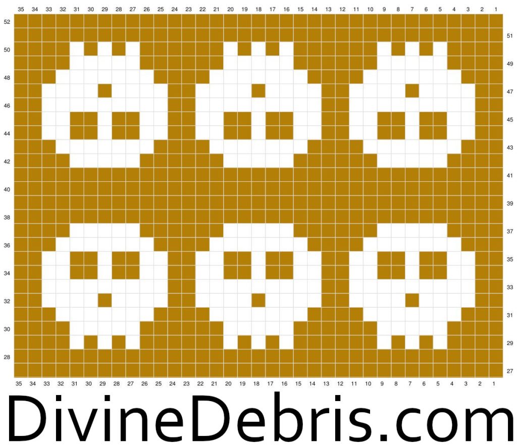 Dead Mans Party Skull Scarf crochet pattern graph for repeats by Divine Debris